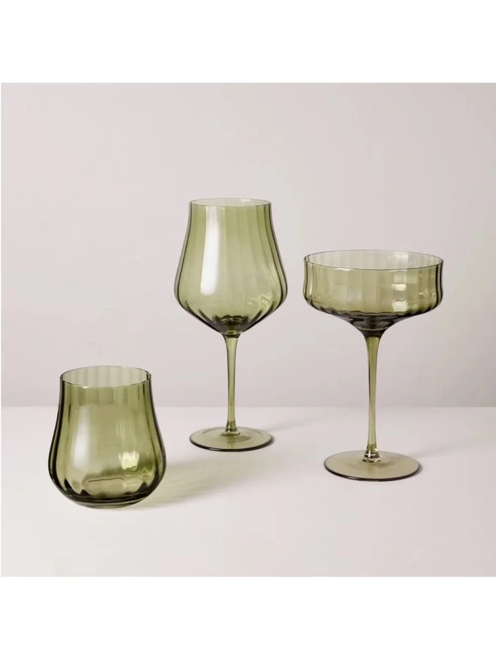 **Set of 8** 12oz Coupe Glasses Green - Hearth & Hand with Magnolia NEW IN BOX